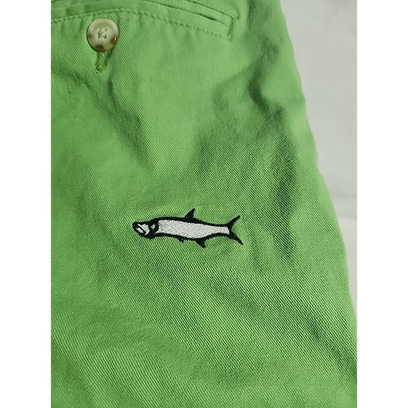 Vintage‎ 1946 Green Tarpon Print Flat Front Chino Shorts SZ 40 - Picture 2 of 9